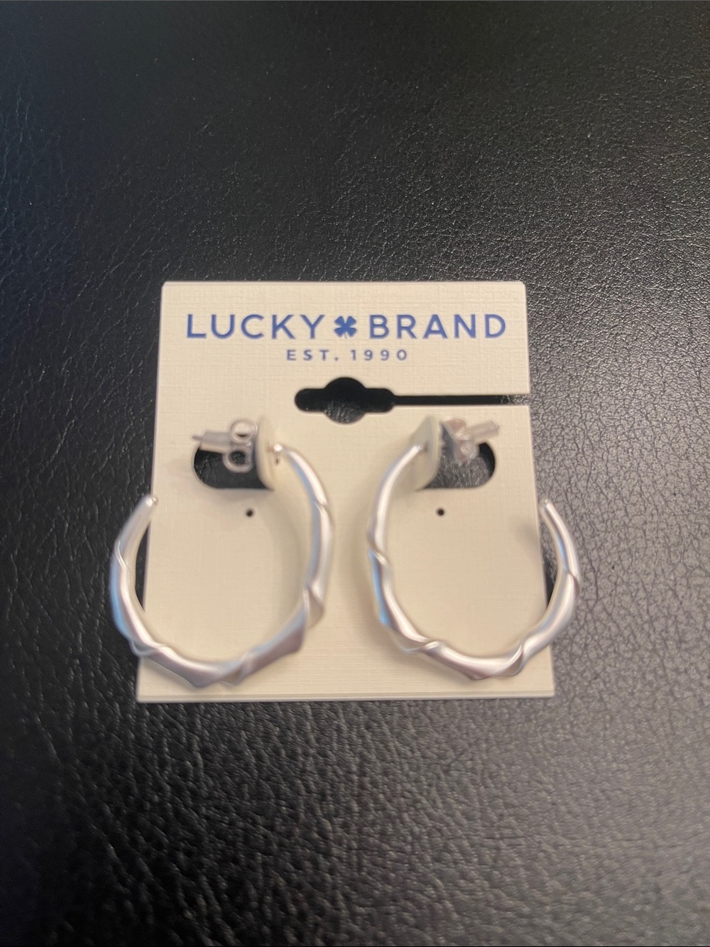 Lucky Brand Silver Ripple Hoop Earrings